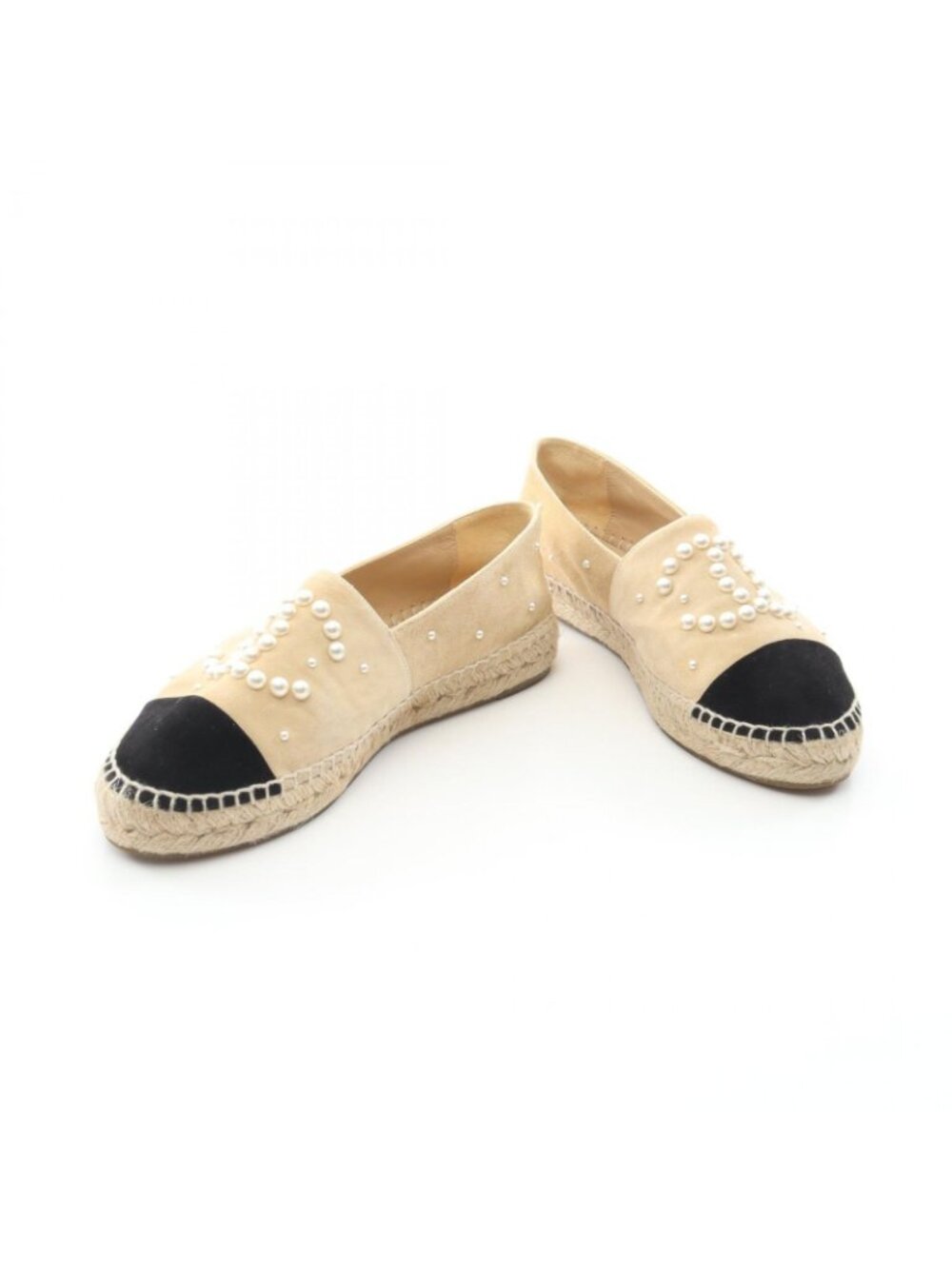 Chanel CC Logo Pearl Espadrille Slip on Suede - Picture 3 of 11